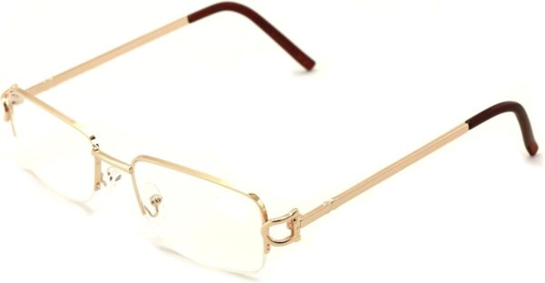 Rectangular Frame Clear Lens Designer Half Rim Eyeglasses Metal Glasses - Image 2