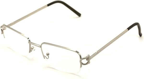 Rectangular Frame Clear Lens Designer Half Rim Eyeglasses Metal Glasses - Image 3