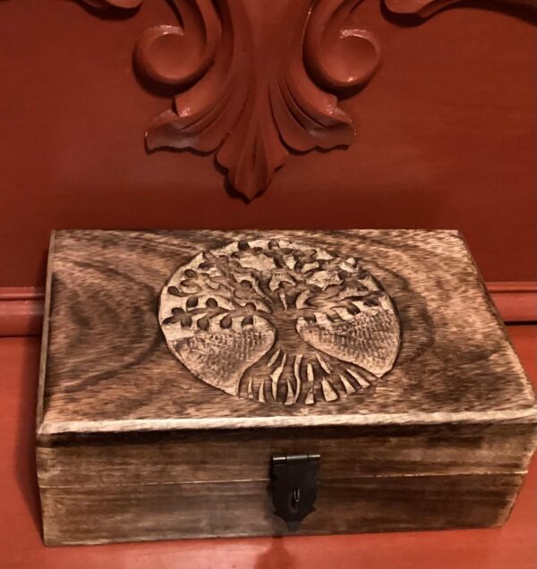 Samhita Handmade Mango Wood Tree of Life Engraving Beautifully Keepsake Box - Image 2