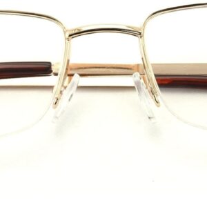 Rectangular Frame Clear Lens Designer Half Rim Eyeglasses Metal Glasses