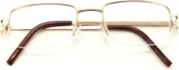 Rectangular Frame Clear Lens Designer Half Rim Eyeglasses Metal Glasses