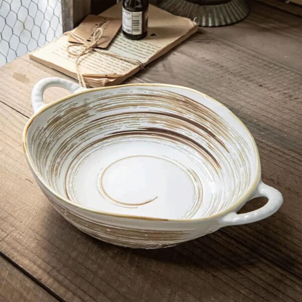 Creative Co-Op Stoneware Berry Bowl with Handles - Image 5